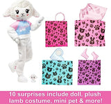 Barbie Cutie Reveal Doll with Blonde Hair & Lamb Costume, 10 Suprises Include Accessories & Mini Pet (Styles May Vary)