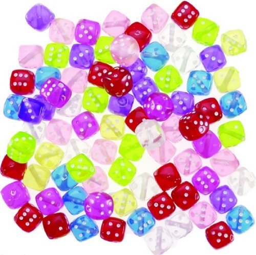 Darice 200-Piece Transparent Dice Beads, 8mm, Multicoloured, One Size