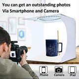 DUCLUS Adjustable Light Photo Studio Box, Mini Photo Light Box, Portable Photography Lighting softbox 6 Color Backdrop kit with Ring White Light 6500K Warm Light 3200K 24cm x 23cm x 23cm