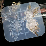 Szecl Double Angel Silicone Mold Jewelry Making Tool Fairy Girl with Wings Flute Christmas Halloween Resin Decor Mold Mirror Crystal Ornaments Resin Casting Mold Handmade DIY Craft Festival Gift