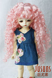 JD145 extraLong Wave Doll Wigs Synthetic Mohair BJD Hair (Pink, 6-7inch)