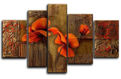 Wieco Art Extra Large Composition Of Three Poppies 100% Hand-painted Oil Paintings on Canvas Stretched Wall Art Floral Modern Artwork for Home Decorations
