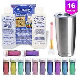 Epoxy Tumblers Kit with Glitter for Tumblers, Includes Amazing Clear Cast Epoxy for Tumblers, Silicone Epoxy Resin Brush, Glitter for Tumblers, Epoxy Tumbler Supplies