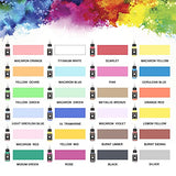 SAGUDIO Acrylic Airbrush Paint 24 Colors (30 ml/1 oz) Basic Colors with Color Wheel Ready to Air Brush Painting Set, Water Based Waterproof Quick Drying for Airbrush Model, Shoes, Leather, Wall.