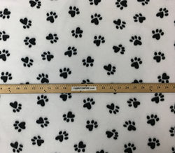 Fleece Printed Fabric Animal Print PAW PRINT Black and White/58 Wide/Sold by the yard FABRIC EMPIRE