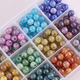 Eswala Glass Beads for Jewelry Making Kit with Charms Set Bulk Crafts 480pcs Round 8mm Glass Beads 12colors Marble Chakra Bead DIY for Beading Bracelet Necklace Adults Beginners (Ice Crackle Mix1)