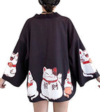 Women's 3/4 Sleeve Japanese Shawl Kimono Cardigan Tops Cover up OneSize US S-XL