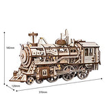 RoWood Mechanical Gear 3D Wooden Puzzle Craft Toy, Gift for Adults Men Women, Age 14+, Train Engine DIY Model Building Kits - Locomotive