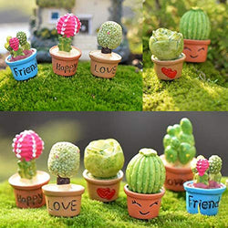 N/ hfjeigbeujfg Miniature Fairy Garden Cute Small Resin Potted Artificial Plant Flower Cactus Miniature Dollhouse Decor - Random Color