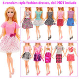 Funlight 70 Pcs Doll Clothes & Accessories 5 Party Wedding Dresses 5 Fashion Dresses 5 Sneakers 10 Shoes and 45 Accessories for 11.5 Inch Girl Doll