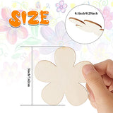 50 Pieces 3 Inch Unfinished Wooden Flower Cutouts Wooden Flower Discs Crafts Blank Flower Shape Wood Ornaments Flower Embellishments Wooden Slices for DIY Projects Decoration