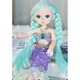 Tranhi Toys 10 Inch Little Mermaid Doll 13 Removable Joints for Girls Kids Age 3+ Baby Mermaid BJD Doll Toy with Fishtail Skirt Best Birthday Gift Holiday Present