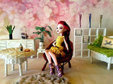 Miniature Wicker Chair, Furniture for 1:6 scale BJD dolls. Handmade Dollhouse