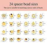 2520 PCS Gold Spacer Beads for Jewelry Making Kit, Spacer Beads for Bracelets Making (Gold, Sliver, Rose Gold, KC Gold)