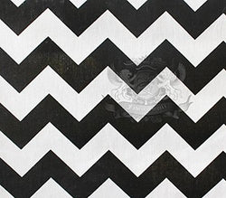 Polycotton Fabric Printed Large Chevron BLACK WHITE / 60" Wide / Sold by the Yard