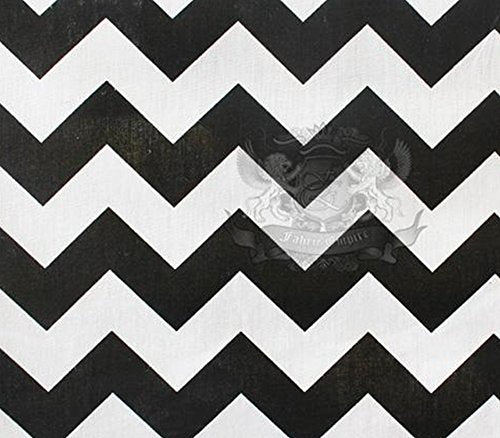 Polycotton Fabric Printed Large Chevron BLACK WHITE / 60" Wide / Sold by the Yard