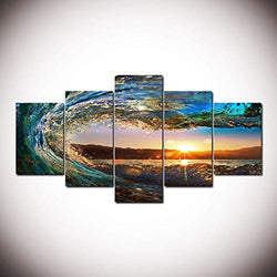 5D DIY Diamond Painting Kits,5Sets of Splicing Full Drill Cube Round Rhinestone Embroidery Cross Stitch Picture for Wall Decorations(Wave&Sunset,37.5"X18"/95cmX45cm)