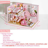 TuKIIE DIY Miniature Dollhouse Furniture Kit, 1:24 Scale Mini Wooden Doll House Accessories Plus Dust Proof & Music Movement for Kids Teens Adults(Warm Moment)