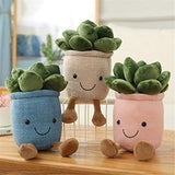 JJrtq Succulent Simulation Potted Plush Toy Doll, Soft Pillow Plant Plush Cute Doll Interior Decoration, Used for Bedroom, Sofa, Office Decoration, (9.8 Inches) (Blue)