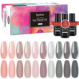 Syntus 10 Pcs Gel Nail Polish Set, Soak Off LED Nail Gel Collection Nude Gray Pink Blue Color Nail Art Manicure Kit, Modern Times Series