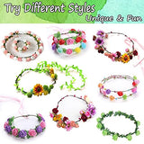 Flower Crowns Craft Kit, Make Your Own 12 PCs Flower Crowns Garland Handmade Arts and Crafts for Kids, DIY Fairy Flower Headbands and Bracelets,Hair Accessories Gift for Girls/Teens/Women