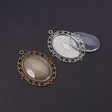 Pandahall Elite 2 Sizes Flat Oval Trays (20 Pcs) with Glass Cabochon Dome Tiles Clear Cameo (20