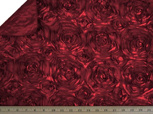 Burgundy 52-Inch Wide Premium Satin Rosette Ribbon Fabric By the Yard