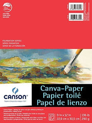 Canson 100510841 Paper Canvas Pad, 9" x 12" Size, 0.25" Height, 9" Width, 12" Length, White
