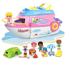 iPlay, iLearn Doll Playset, Girls Doll House, Pretend Play Toys Set, Cruise Ship Dollhouse W/ Boat, Camper, Grill Tool, Figures & Furniture Accessories, for 3 4 5 6 Year Olds Kids Girls Toddlers