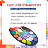 TBC The Best Crafts 12 Colors Watercolor Cake, Artist Paint Palette with Paint Brush, Educatioanl School Art Supplies for Kids, Early Learning Art Tools for Kids