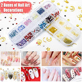 JOYJULY Nail Art Design Tools, 3D Nail Art Decorations Kit with Nail Art Brushes Dotting Tools Holographic Nail Art Stickers Nail Foil Tape Strips and Nails Art Rhinestones and Pick-Up Tweezers