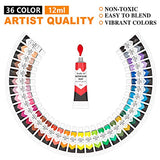 Watercolor Paint Set, Shuttle Art 36 Colors Watercolor Paint in Tubes (12ml Each) with 3 Brushes, Rich Pigment, Easy to Blend, Perfect for Kids, Artists, Beginners, Students