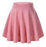 Urban CoCo Women's Basic Versatile Stretchy Flared Casual Mini Skater Skirt (Medium, Pink)
