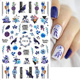 Butterfly Nail Art Stickers Decals Blue Butterflies Flowers 3D Nail Sticker Summer Floral Leaves Adhesive Transfer Decal Slider Nail Decorations for Acrylic Nails DIY Nail Art Supplies 10 Sheets