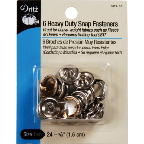 Dritz PRY-981-65 Heavy Duty Snap Fasteners-Nickel, Size 24-5/8", 6 Count