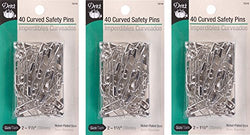 Dritz Size 2 Curved Safety Pins are just The Right Angle for Easy Penetration of Quilt Layers with no Shifting. Size 2 is Recommended for high loft Batting. Nickel-Plated Steel, 40 Ct. (3 Pack)