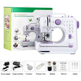 Portable Sewing Machine Mini Electric Household Crafting Mending Sewing Machines Multi-Purpose 12 Built-in Stitches with Foot Pedal for Home Sewing, Beginners, Kids (Purple)