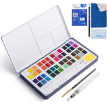48 Assorted Watercolor Paints Set - Perfect Watercolor Pan Set with Water Brushes Mixing Palette and Half-Hand Glove for Beginners and Artists Journal Sketching Painting Coloring Drawing Art Supplies