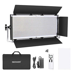 Neewer Advanced 2.4G 1904 LED Video Light, Dimmable Bi-Color LED Panel with LCD Screen, Barndoor and U-Bracket and 2.4G Wireless Remote for Portrait Product Photography, Studio Video Shooting