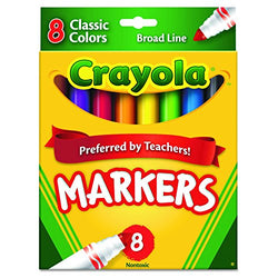 Crayola Non-Washable Markers, Broad Point, Classic Colors, 8/Set (58-7708)