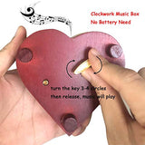 Pursuestar Heart Shaped Vintage Carved Wood Mechanism Windup Music Box Gift for Christmas Birthday Wedding Valentine's Day - Over The Rainbow