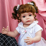 Lifelike Reborn Baby Doll - 18 Inch Realistic Newborn Baby Dolls Soft Silicone Full Body with Doll Accessories - Brown Hair Baby Dolls That Look Real Gift Set for Girls Age 3+