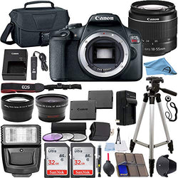 Canon EOS Rebel T7 24.1 MP DSLR Digital Camera with Canon EF-S 18-55mm Lens + 2 pc SanDisk 32GB Memory Cards + Camera Bag + Flash Light + Accessory Bundle