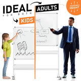 Mobile Whiteboard - 46x32 Large Height Adjust 360° Rolling Double Sided Dry Erase Board, Magnetic White Board on Wheels, Office Classroom Portable Easel with Stand, Flip Chart Holders and Pad | White