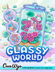 Glassy World Coloring Book: Coloring Books With Adorable Illustrations Such As Cute Glassy Stuff, Items, Adorable Animal, Kawaii Foods And More For Stress Relief & Relaxation