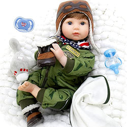 Milidool Reborn Baby Boy Doll 22 inch Lifelike Dolls Realistic Baby Boy with Handsome Pilot Suite