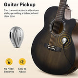 Donner 40 Inch Beginner Acoustic Guitar Cutaway Acustica Guitarra Bundle Kit with Pickup Free Online Lesson Bag Tuner Capo Strap Mini Jumbo for Adult Travel Teen Right Hand Black Brown DAJ-110CD