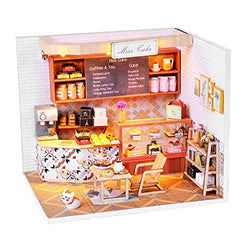 F Fityle DIY Miniature Dollhouse Kit Time Cake House DIY Dollhouse Kit with Wooden Furniture Light Gift House Toy for Adults & Kids Christmas