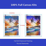 DIY 5d Diamond Painting Kit for Adults Beach Diamond Art Kits for Adults,Paint with Diamonds Relaxation and Home Wall Decor 12 x 16 inch