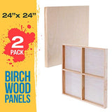 U.S. Art Supply 24" x 24" Birch Wood Paint Pouring Panel Boards, Gallery 1-1/2" Deep Cradle (Pack of 2) - Artist Depth Wooden Wall Canvases - Painting Mixed-Media Craft, Acrylic, Oil, Encaustic